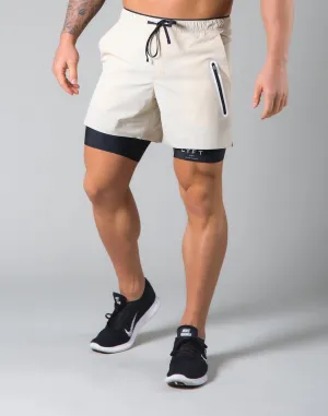 色番変更2Way Active Shorts / With Leggings - Light Beige