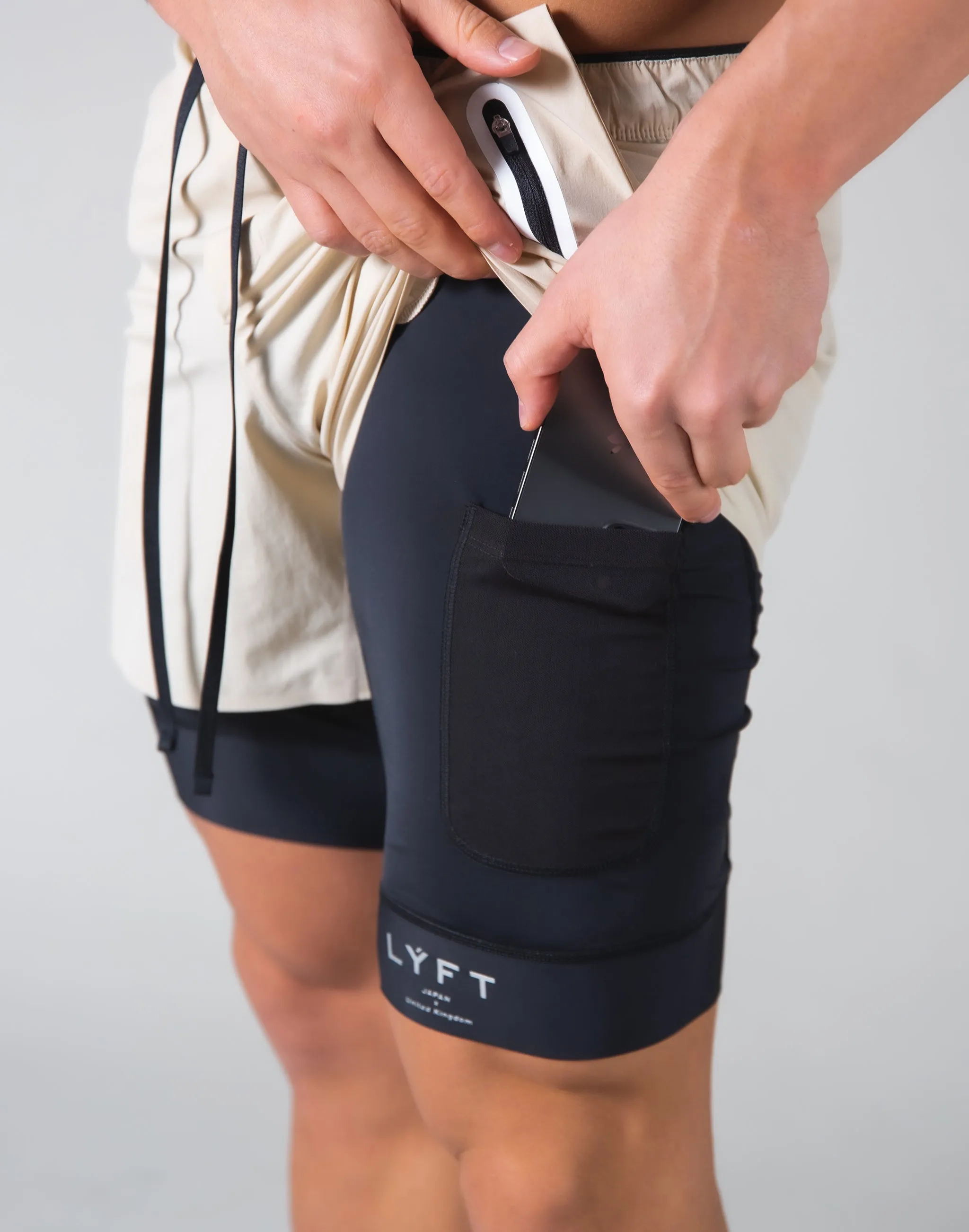 色番変更2Way Active Shorts / With Leggings - Light Beige