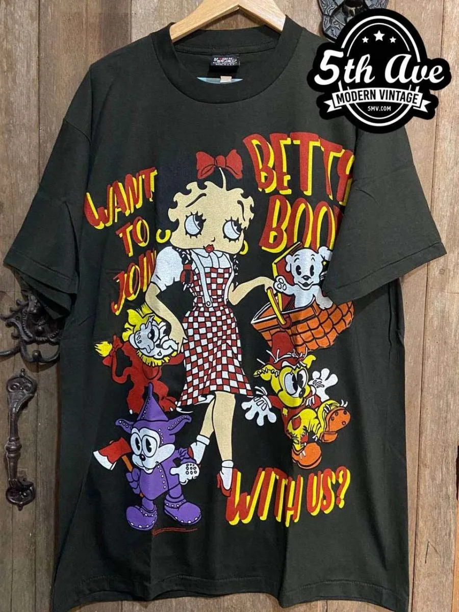 Betty Boop Happy Holidays - AOP all over print New Vintage Animation T shirt