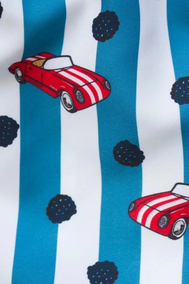 Blue Vintage Racer Classic Swim Trunks