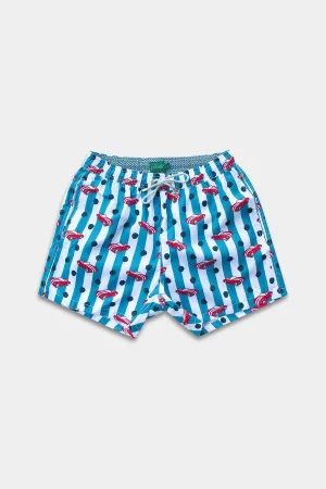 Blue Vintage Racer Classic Swim Trunks