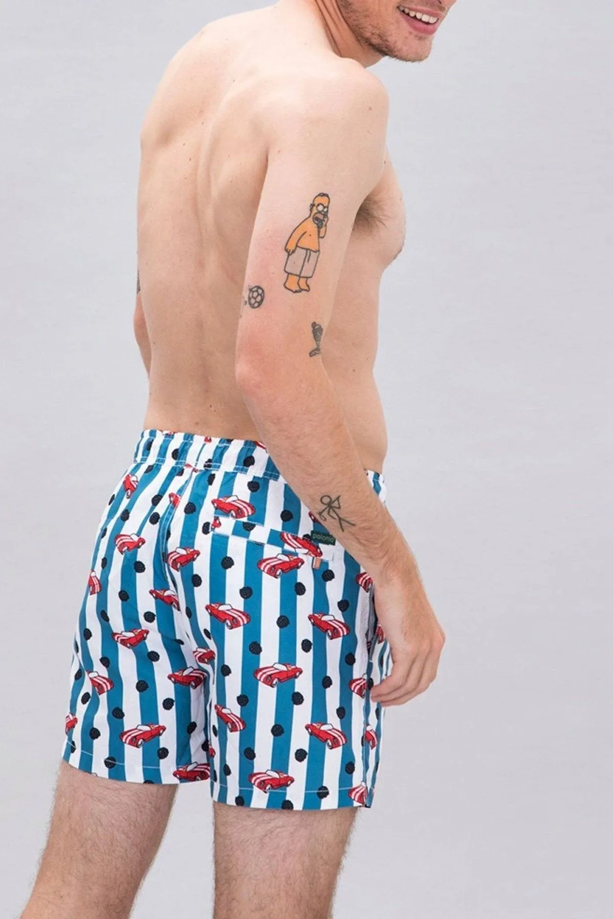 Blue Vintage Racer Classic Swim Trunks
