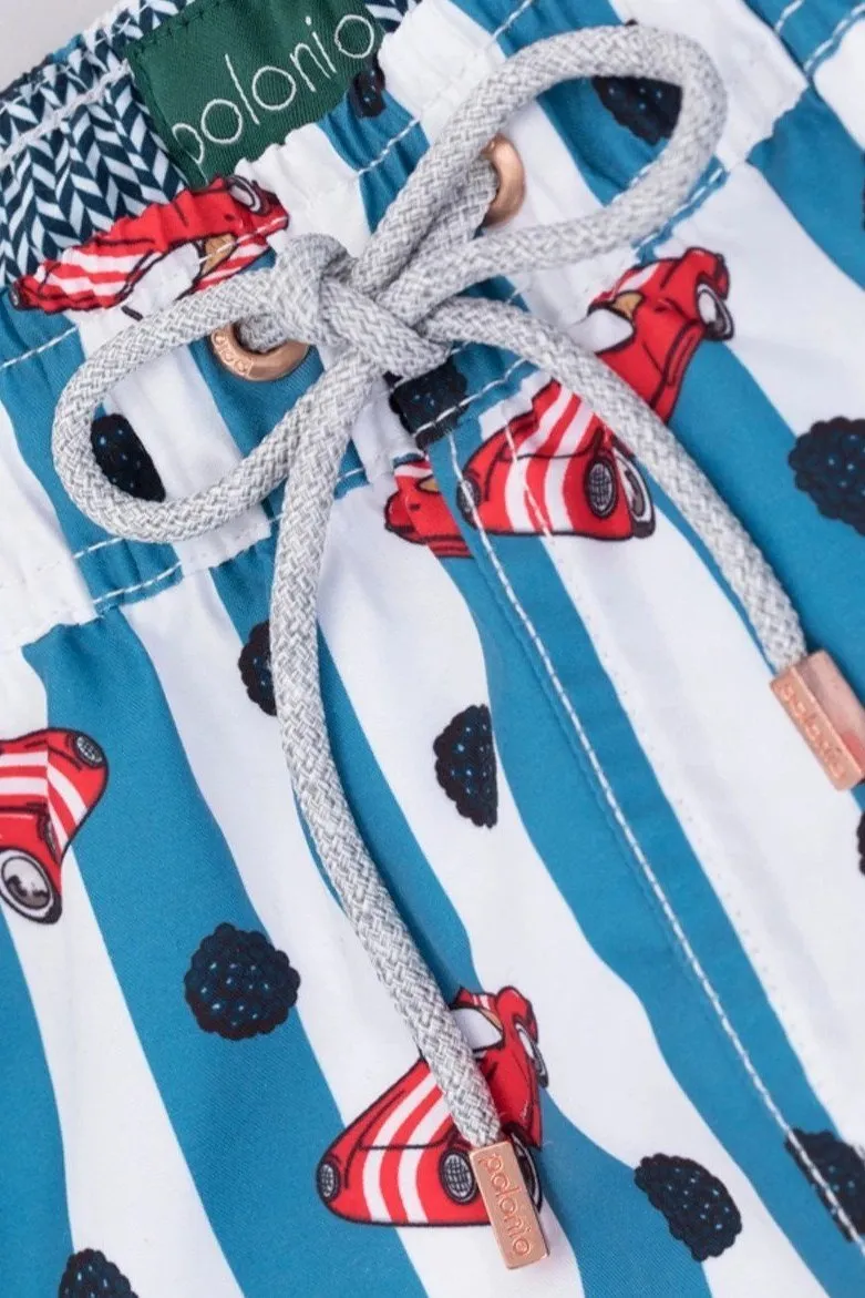 Blue Vintage Racer Classic Swim Trunks