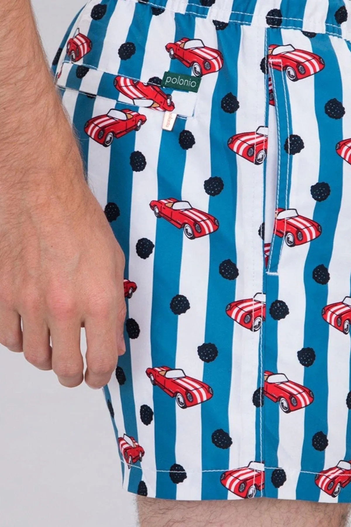 Blue Vintage Racer Classic Swim Trunks