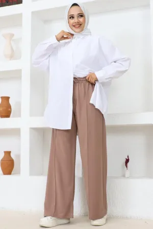 BNG Women  Elastic Waist Comfortable Loose Fit Baggy Pants Mink - Clermont