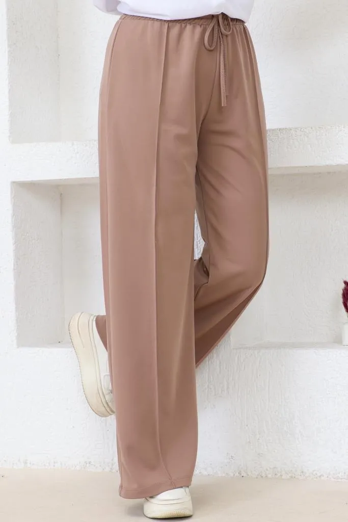 BNG Women  Elastic Waist Comfortable Loose Fit Baggy Pants Mink - Clermont