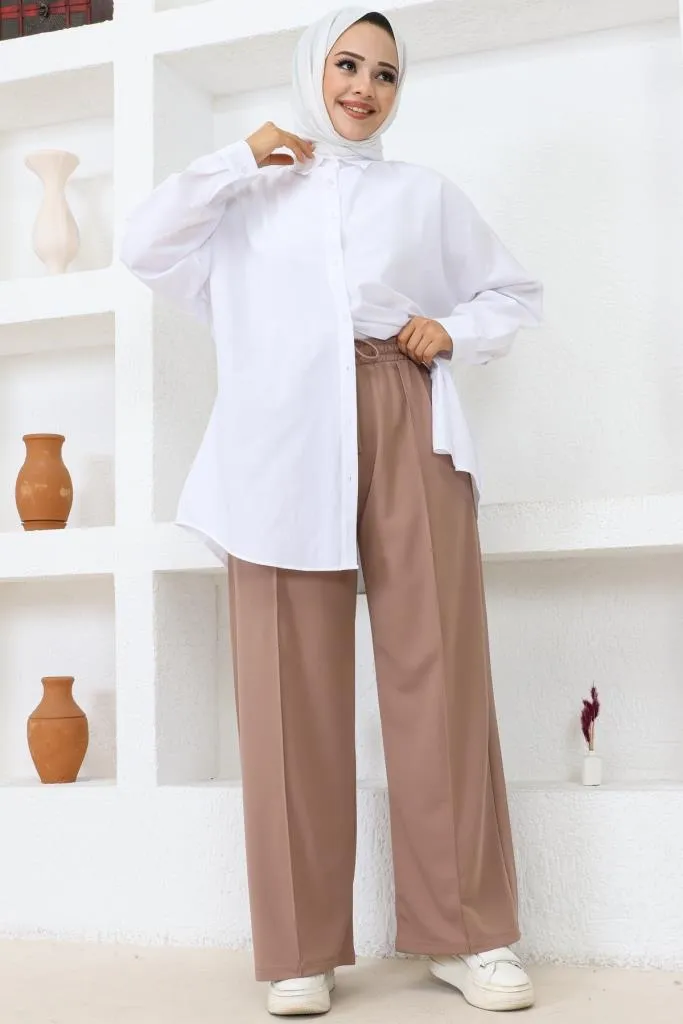 BNG Women  Elastic Waist Comfortable Loose Fit Baggy Pants Mink - Clermont