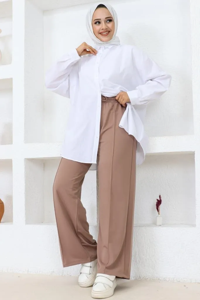BNG Women  Elastic Waist Comfortable Loose Fit Baggy Pants Mink - Clermont