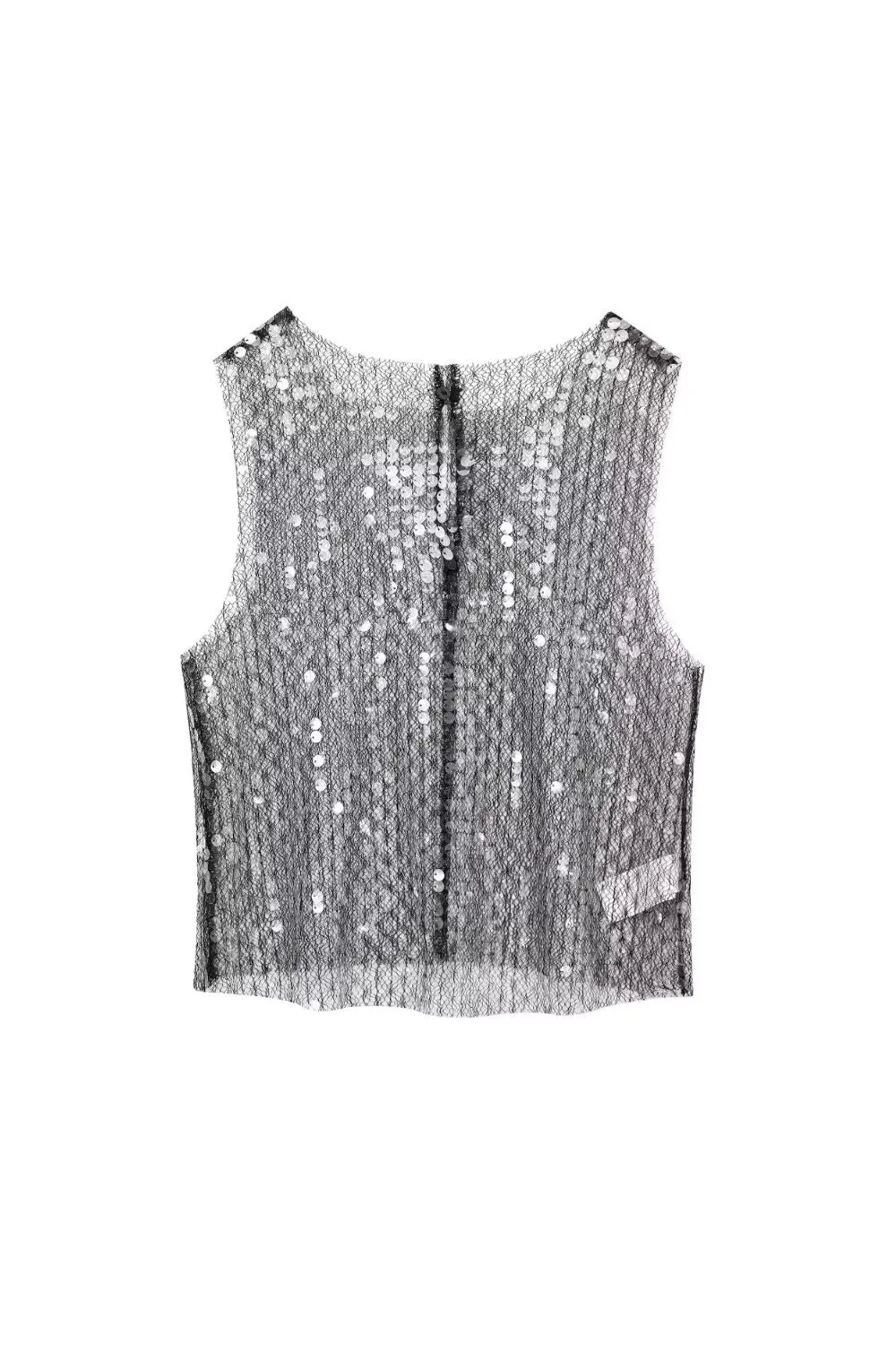'Brooklyn' Sleeveless Sequin Straight Vest