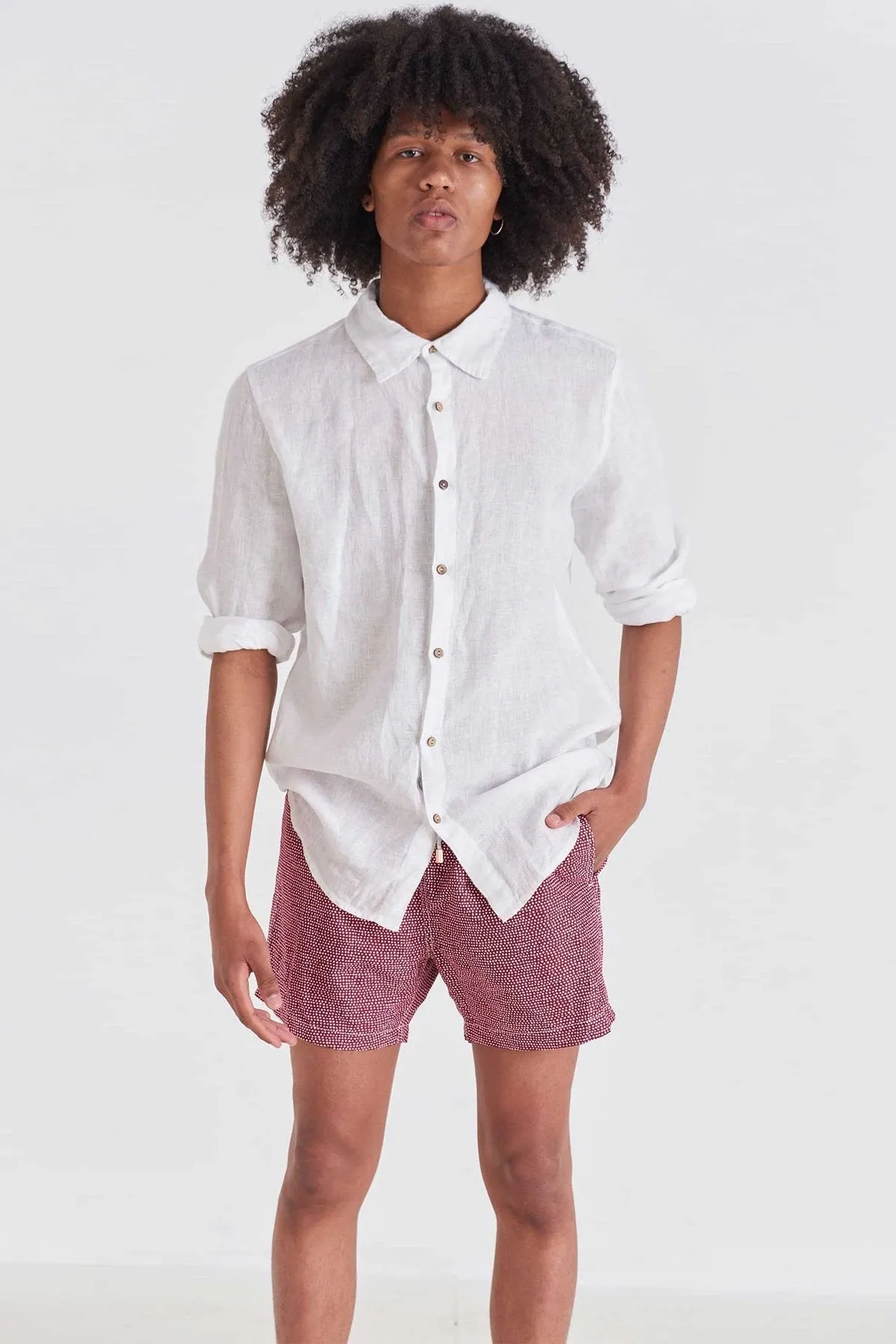 Burgundy Dots Classic Swim Trunks