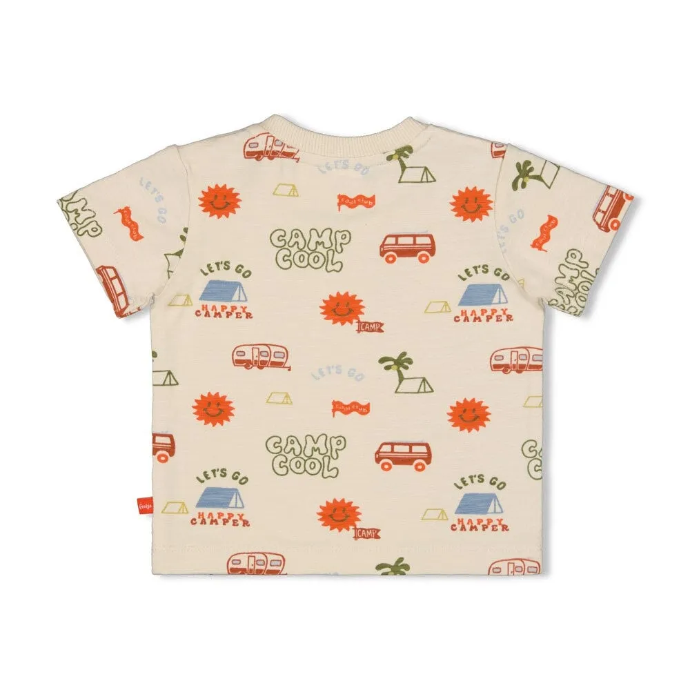 CAMP COOL "Let's Go Camp Cool" Allover Print Slub Yarn Top