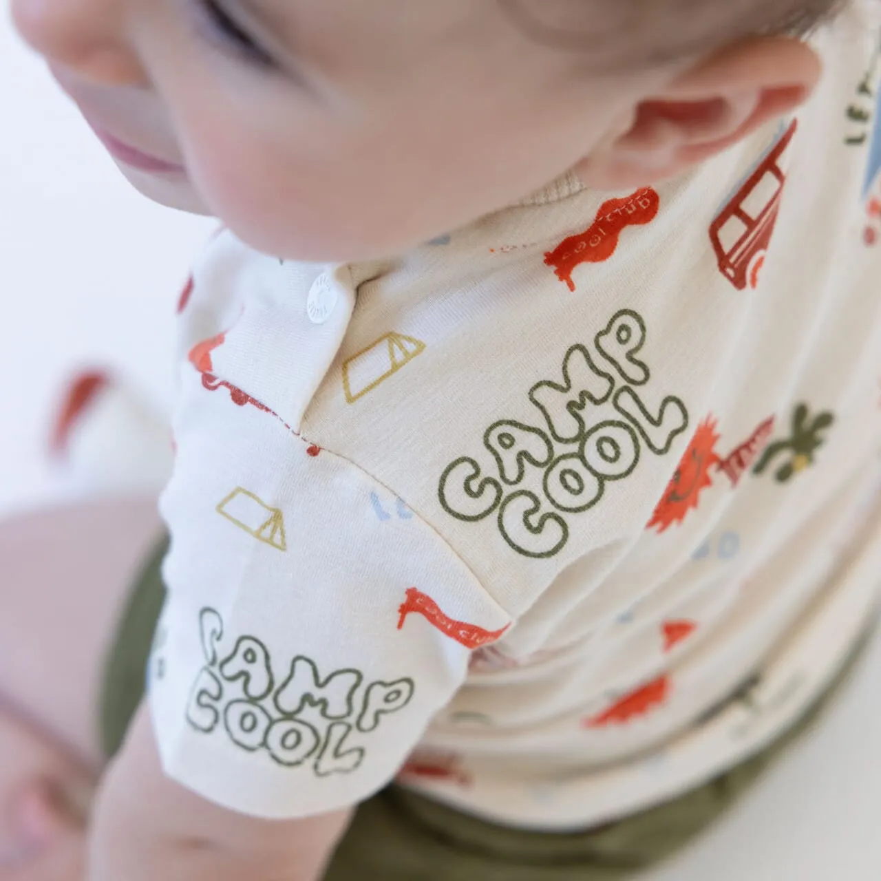CAMP COOL "Let's Go Camp Cool" Allover Print Slub Yarn Top