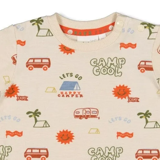 CAMP COOL "Let's Go Camp Cool" Allover Print Slub Yarn Top