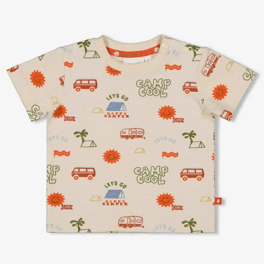 CAMP COOL "Let's Go Camp Cool" Allover Print Slub Yarn Top