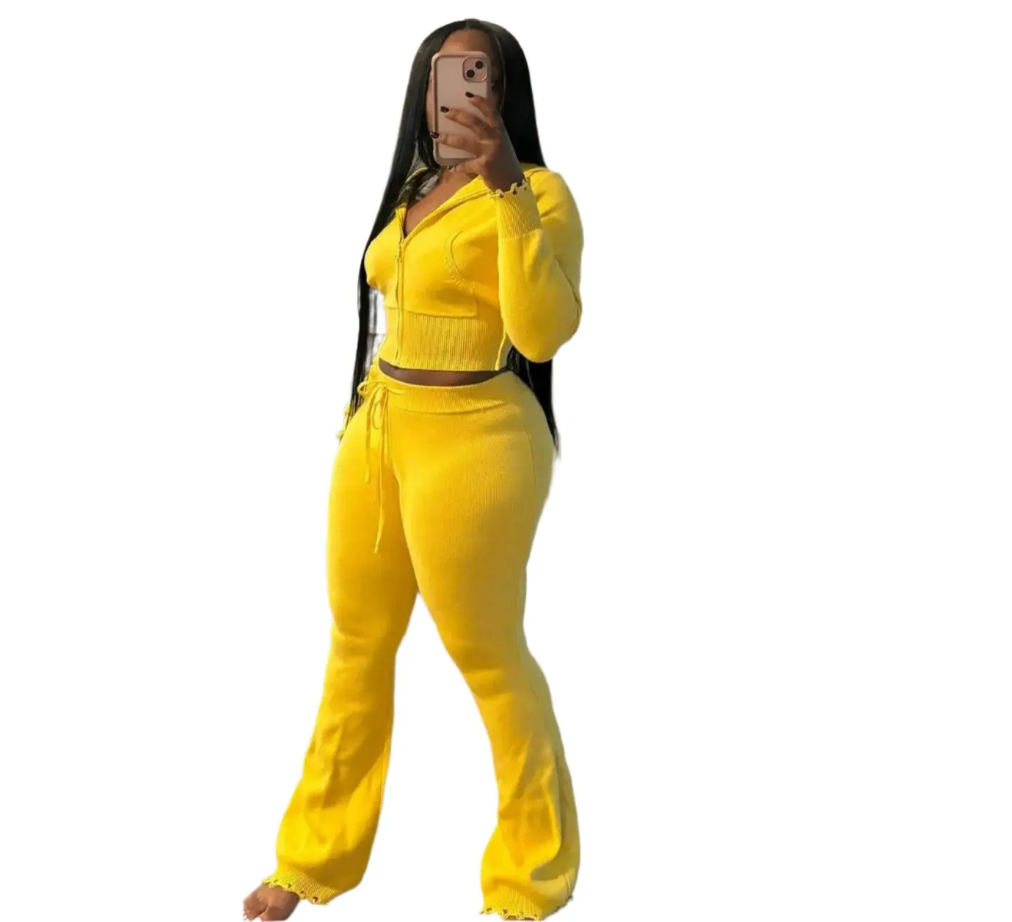 Casual Knitting 2-Piece Outfit for Women: Stylish and Comfortable Streetwear