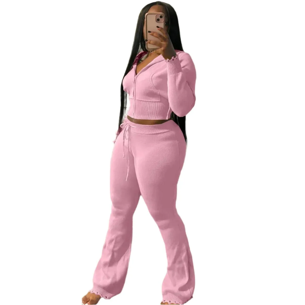 Casual Knitting 2-Piece Outfit for Women: Stylish and Comfortable Streetwear