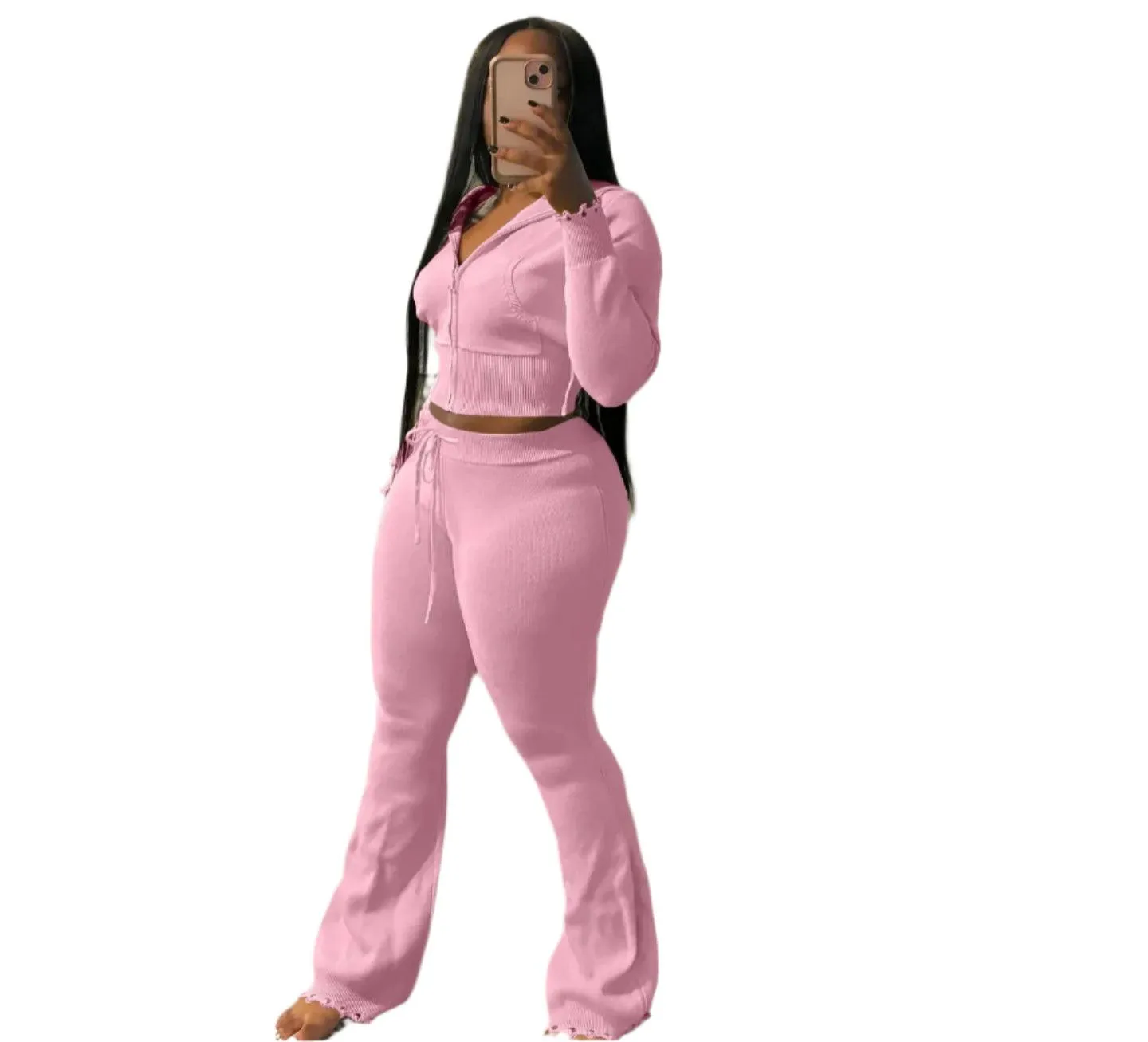 Casual Knitting 2-Piece Outfit for Women: Stylish and Comfortable Streetwear