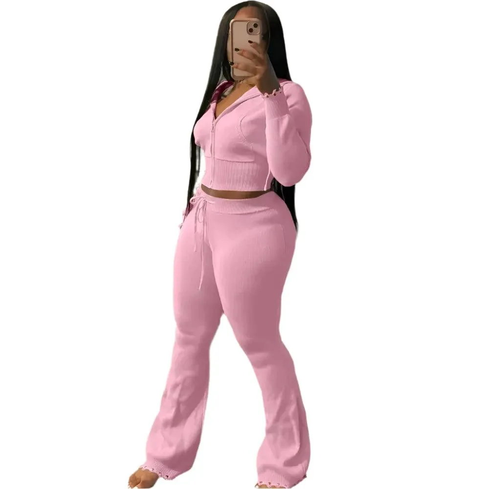 Casual Knitting 2-Piece Outfit for Women: Stylish and Comfortable Streetwear