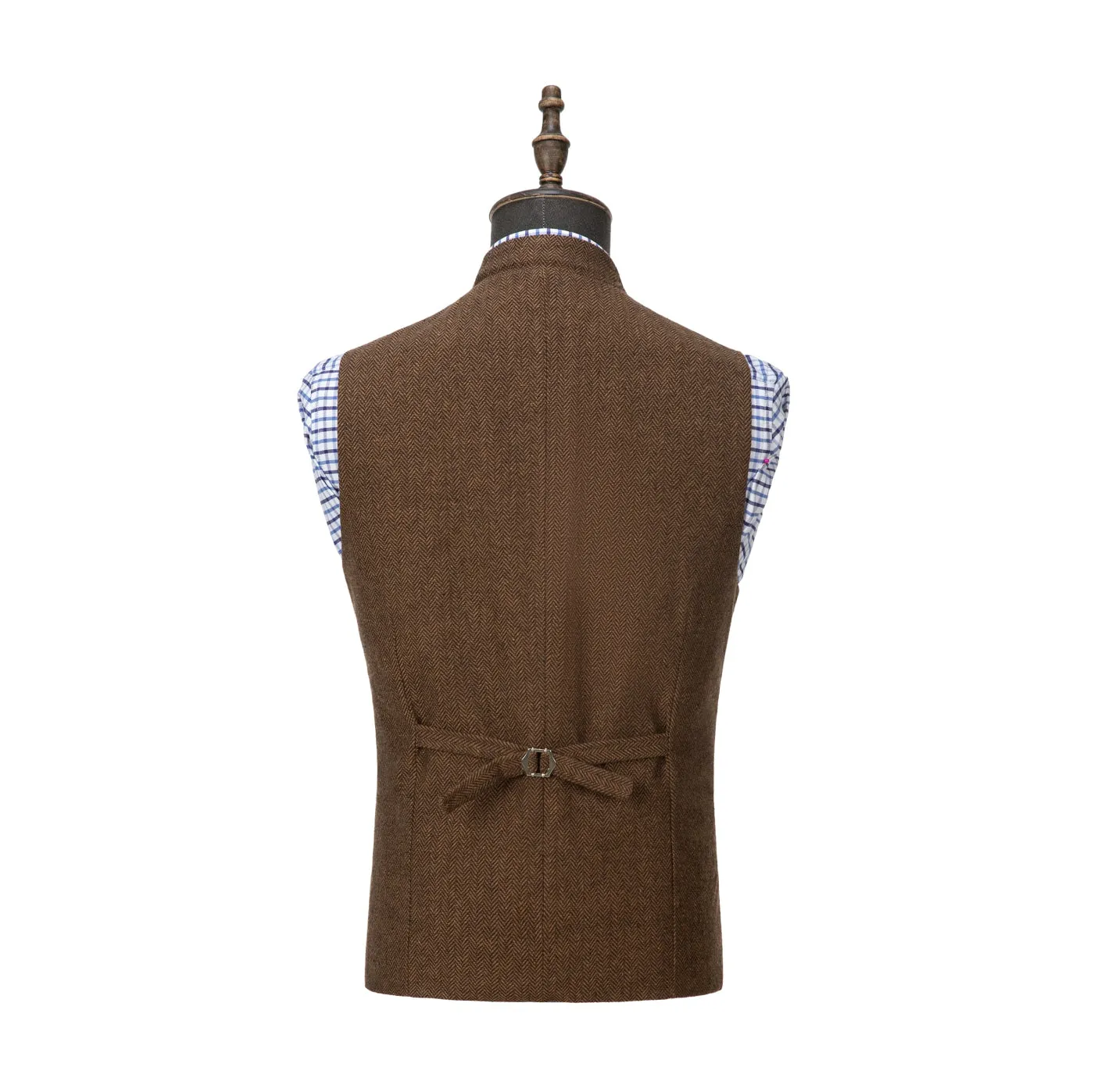 Casual Men's Slim Fit herringbone Stand Collar Waistcoat