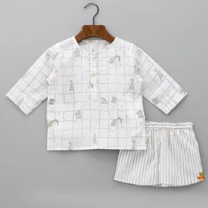 Checks Printed Top And Dual Pockets Detail Shorts