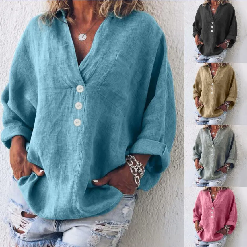 Chic Oversized V-Neck Linen Shirt | Perfect for Everyday Wear