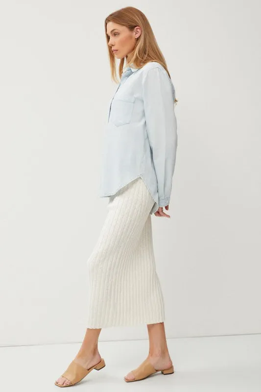 Coastal Grandma Top - Light Wash