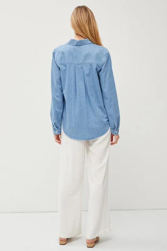 Coastal Grandma Top - Medium Wash