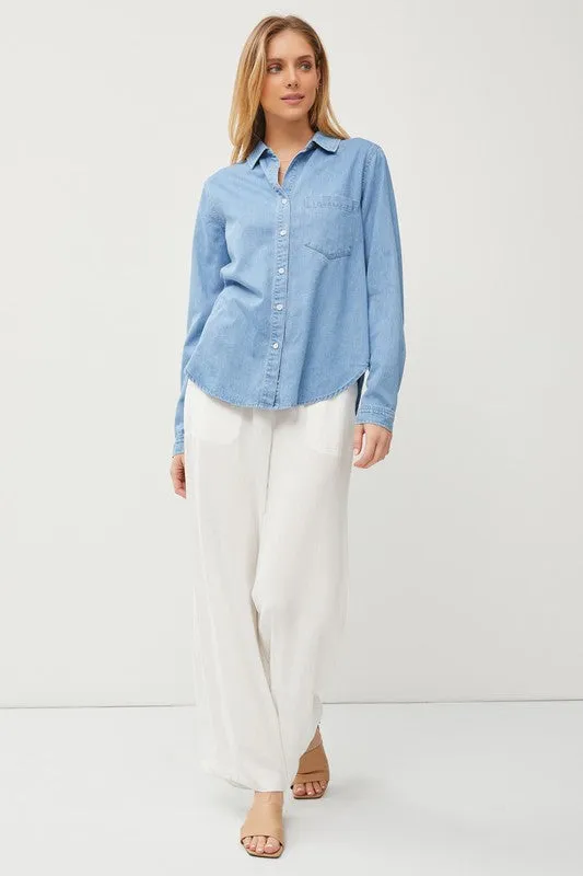 Coastal Grandma Top - Medium Wash