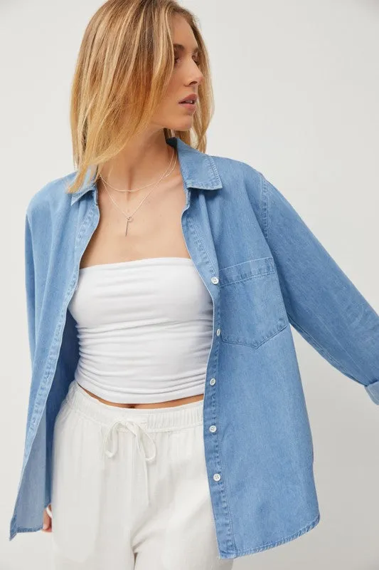 Coastal Grandma Top - Medium Wash
