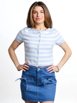 Cool Ease Short Sleeve Striped Cardigan