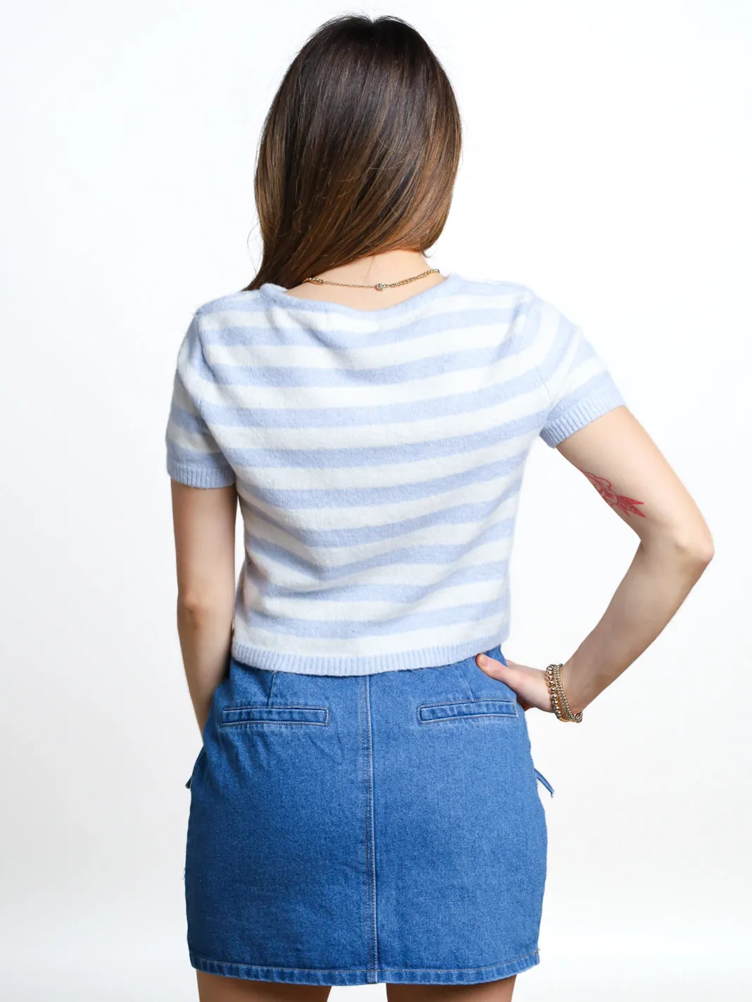 Cool Ease Short Sleeve Striped Cardigan