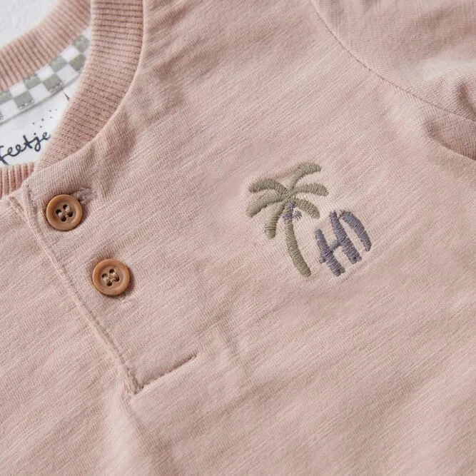 COOL FAMILY Signature Palm Embroidered Long Sleeve Top
