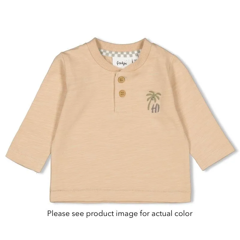 COOL FAMILY Signature Palm Embroidered Long Sleeve Top