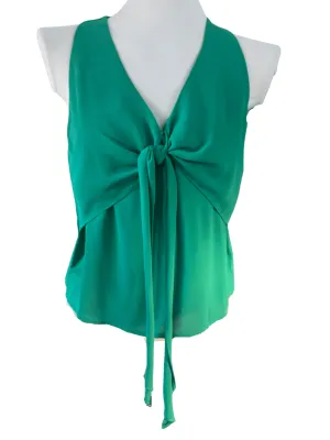 Cool Winter Green Tie Front Blouse