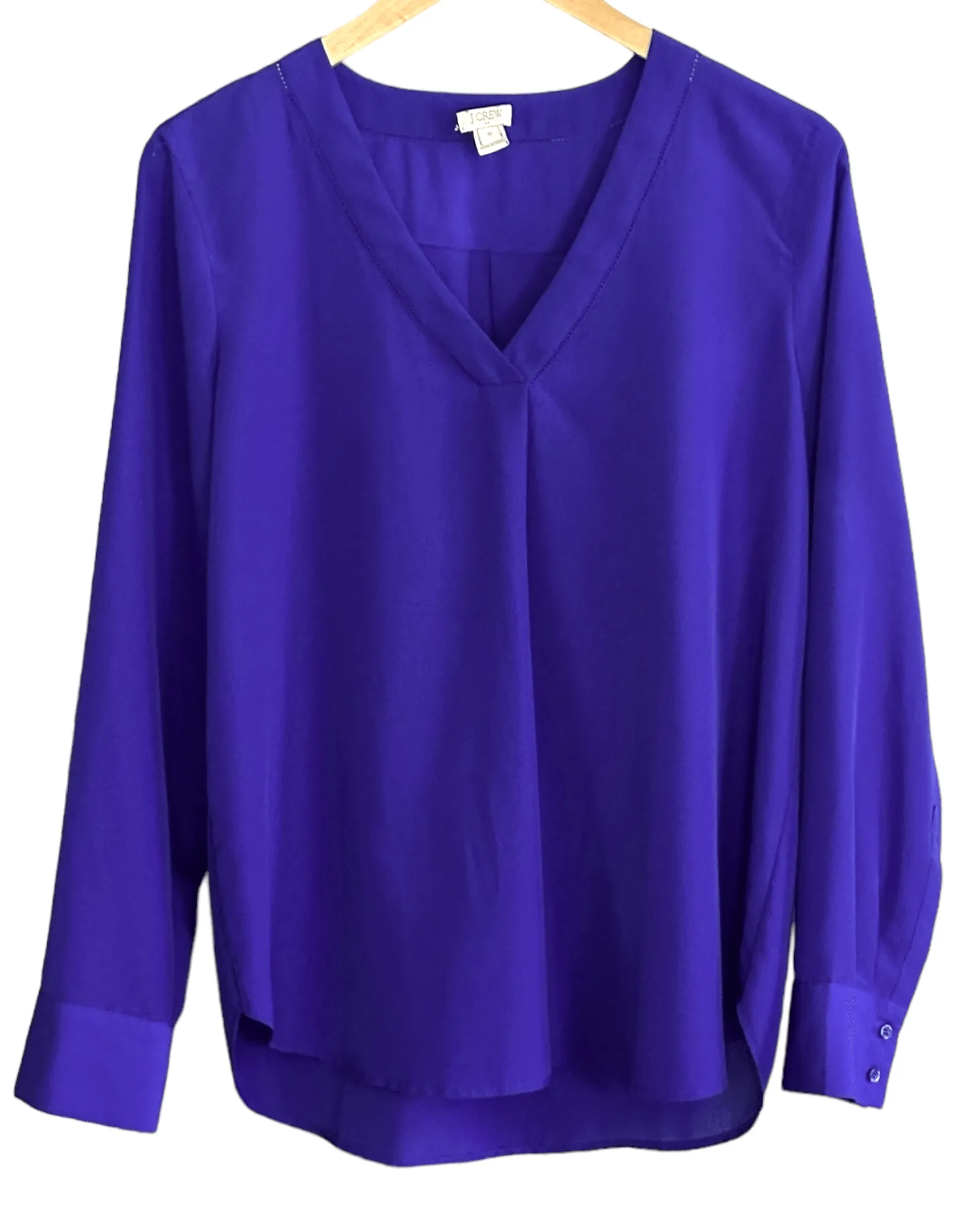 Cool Winter Violet Front Pleat V-Neck Blouse