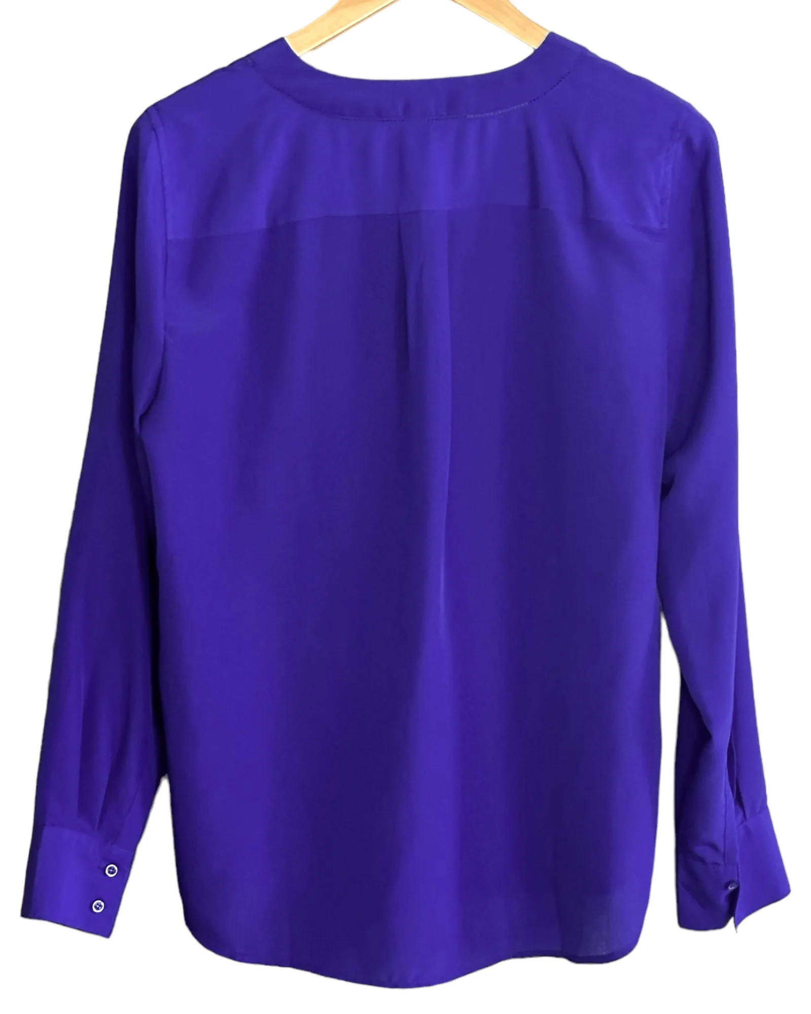 Cool Winter Violet Front Pleat V-Neck Blouse