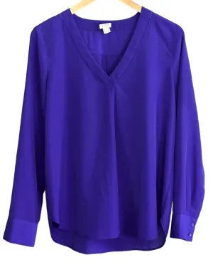 Cool Winter Violet Front Pleat V-Neck Blouse