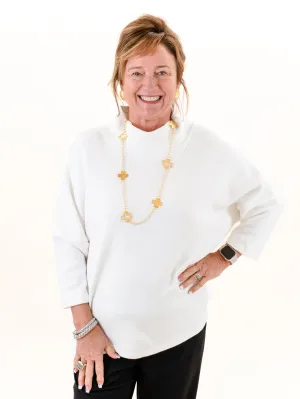 Cowl Neck Buttonback Tunic Off White by Boho Chic