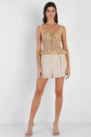 Cream & Taupe Stripe Shorts /2-2-2