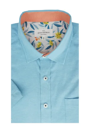 Culiacan Stretch Easy-Care Short Sleeve Shirt in Capri Blue