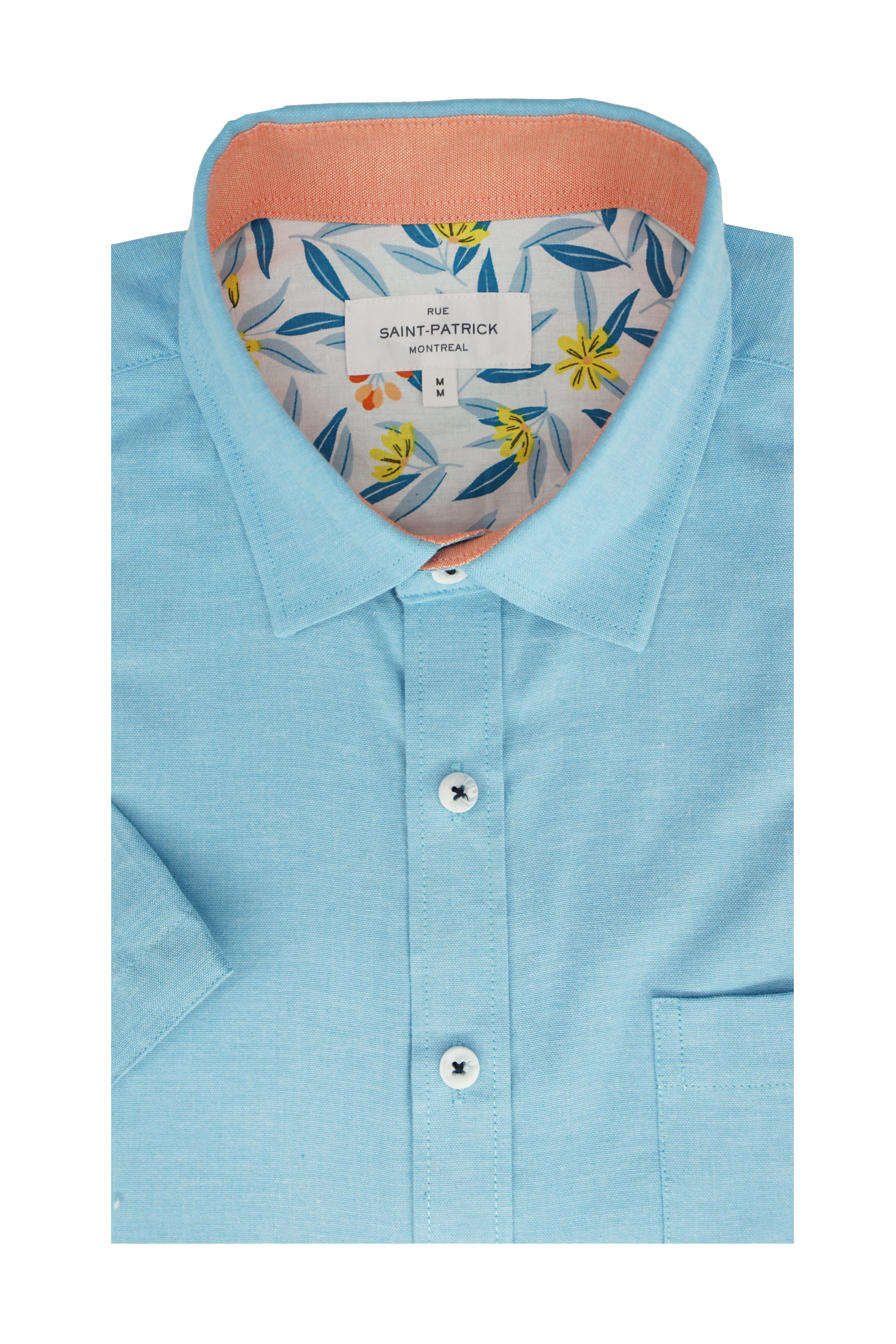 Culiacan Stretch Easy-Care Short Sleeve Shirt in Capri Blue