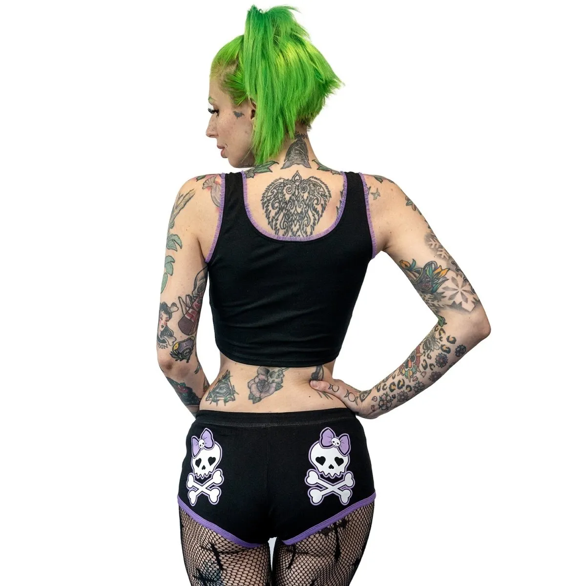 Cute Skull With Bow Short Shorts