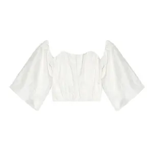 Elastic Waist Off the Shoulder Crop Blouse