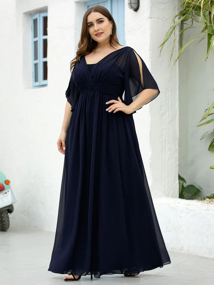 Elegant Plus Size V Neck Wholesale Long Evening Dresses EP00662