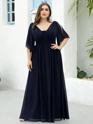 Elegant Plus Size V Neck Wholesale Long Evening Dresses EP00662