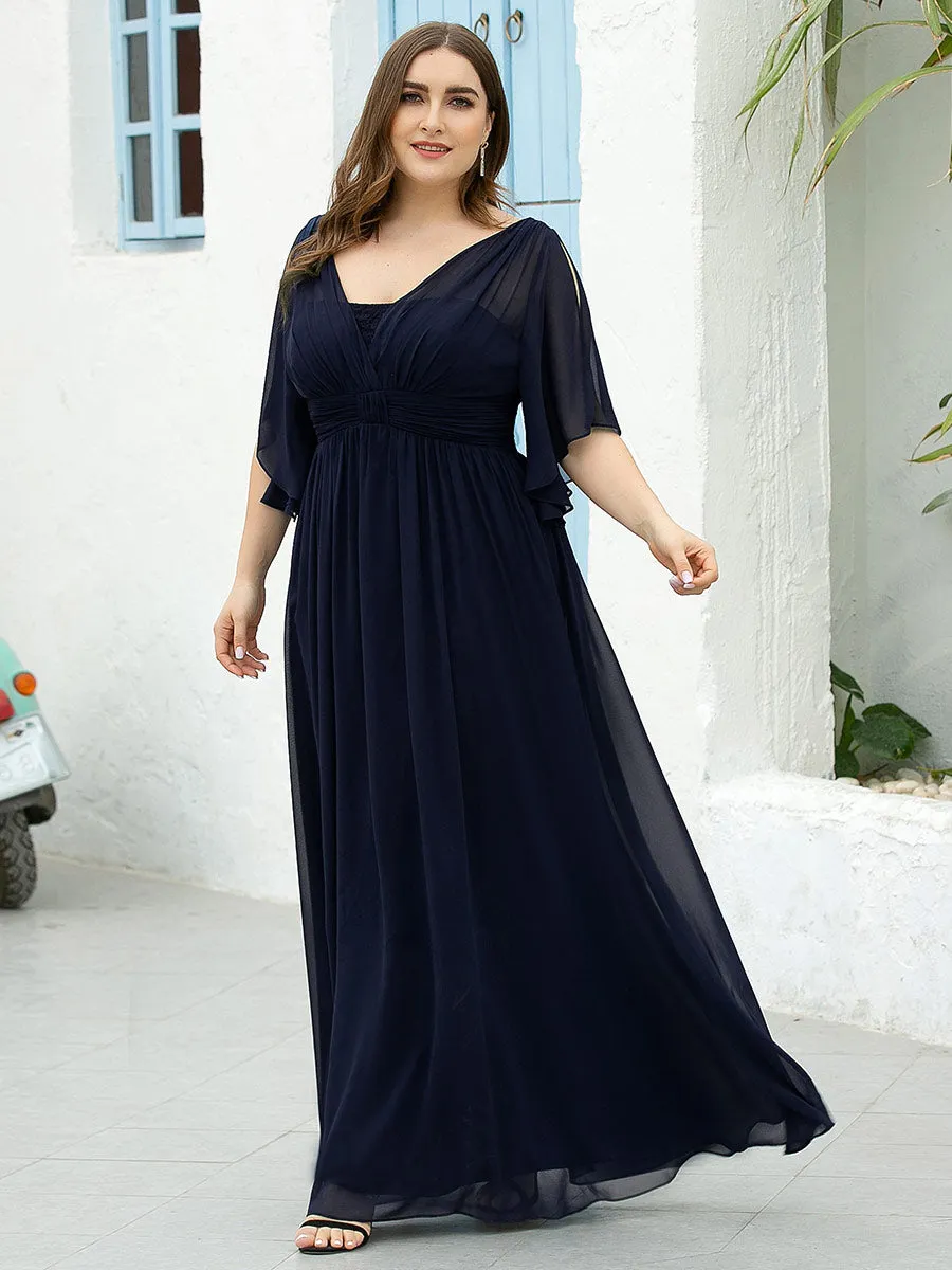 Elegant Plus Size V Neck Wholesale Long Evening Dresses EP00662