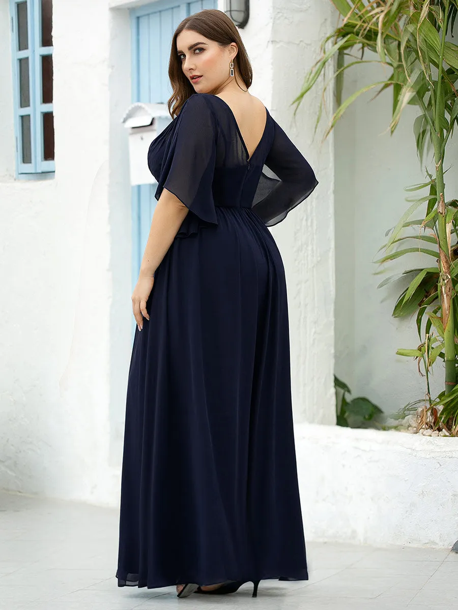 Elegant Plus Size V Neck Wholesale Long Evening Dresses EP00662