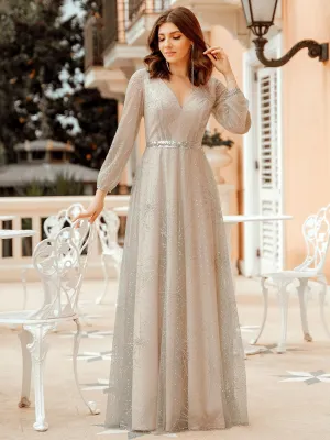 Elegant V-Neck Wholesale Prom Party Dresses With Lantern Long Sleeve EP00844