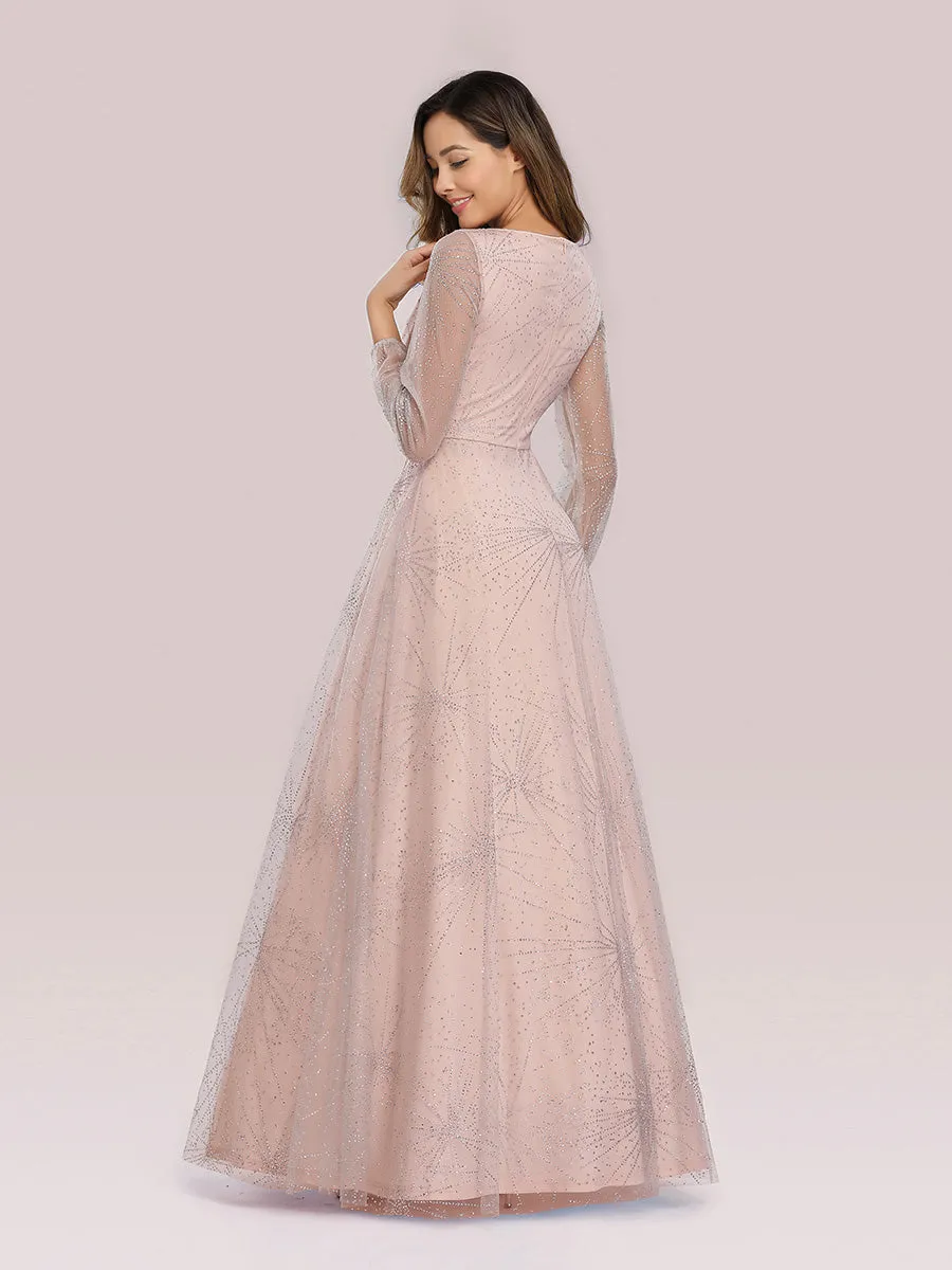 Elegant V-Neck Wholesale Prom Party Dresses With Lantern Long Sleeve EP00844