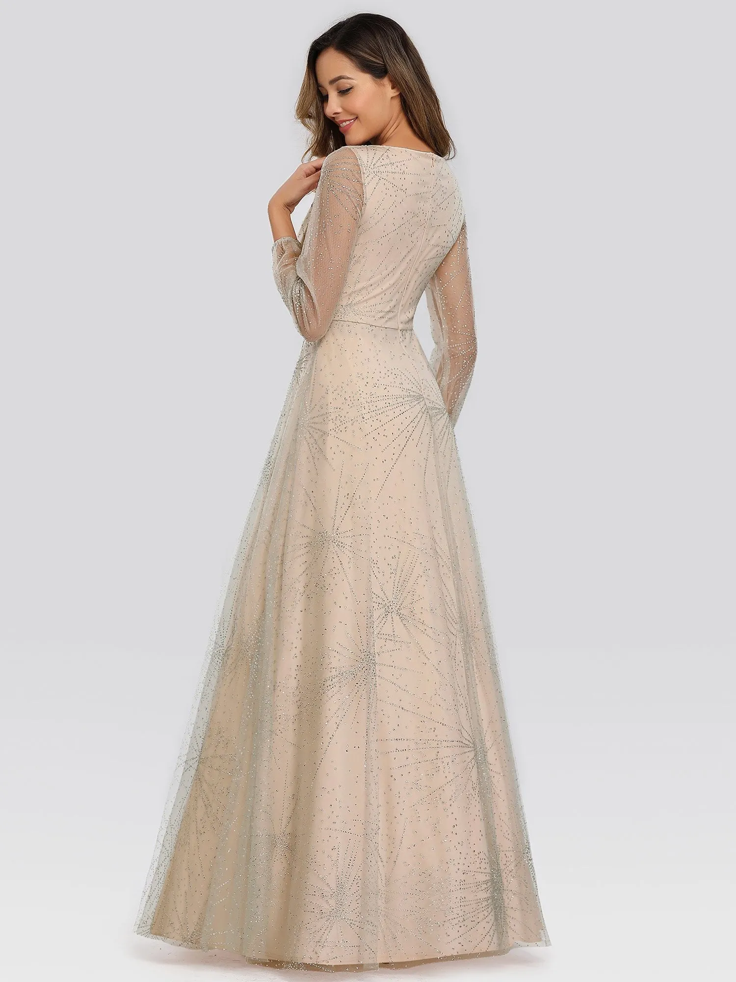 Elegant V-Neck Wholesale Prom Party Dresses With Lantern Long Sleeve EP00844